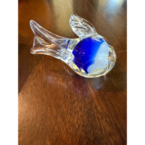 Glass clear and cobalt blue bird - Picture 5 of 5